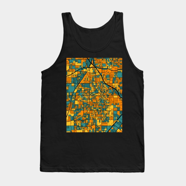 Santa Ana Map Pattern in Orange & Teal Tank Top by PatternMaps